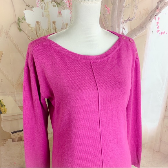 NEW Talbots Hot Pink button Cotton Sweater - Picture 5 of 10